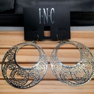 INC Silver Tone Lace Dangling Earrings